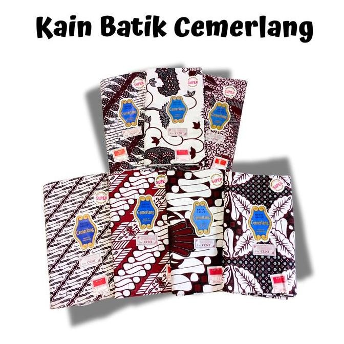 Kain Batik CEMERLANG Putih Jogja Samping Kain Panjang Kebat Tapih Jarit Jarik Katun KOKO