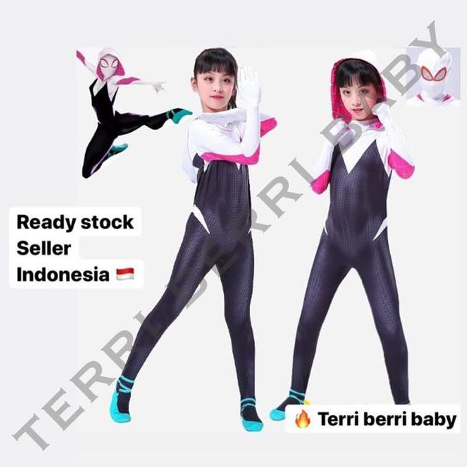 Kostum Cosplay Gwen Stacy Cosplay Superhero Anak