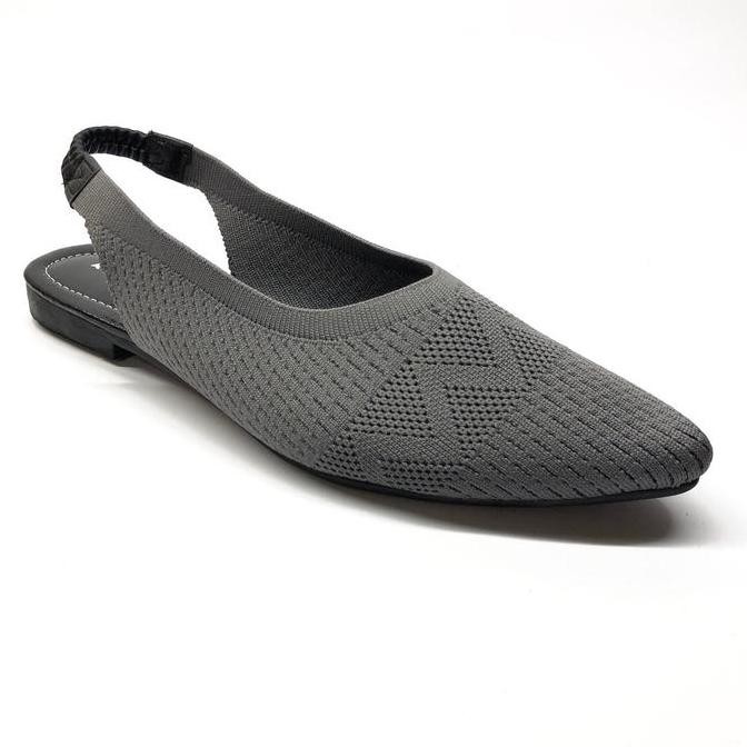 Promo Kayzineva AC-19 Flat Shoes hitam Rajut Wanita Pansus Tali Belakang Hitam COD