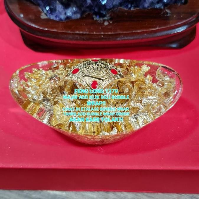 Hiasan Pajangan Kristal KANTONG YUAN BAO YEN PAO EMAS