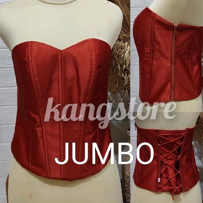 kamisol jumbo bustier longtorso satin tulang 10 / resleting Samping KAL