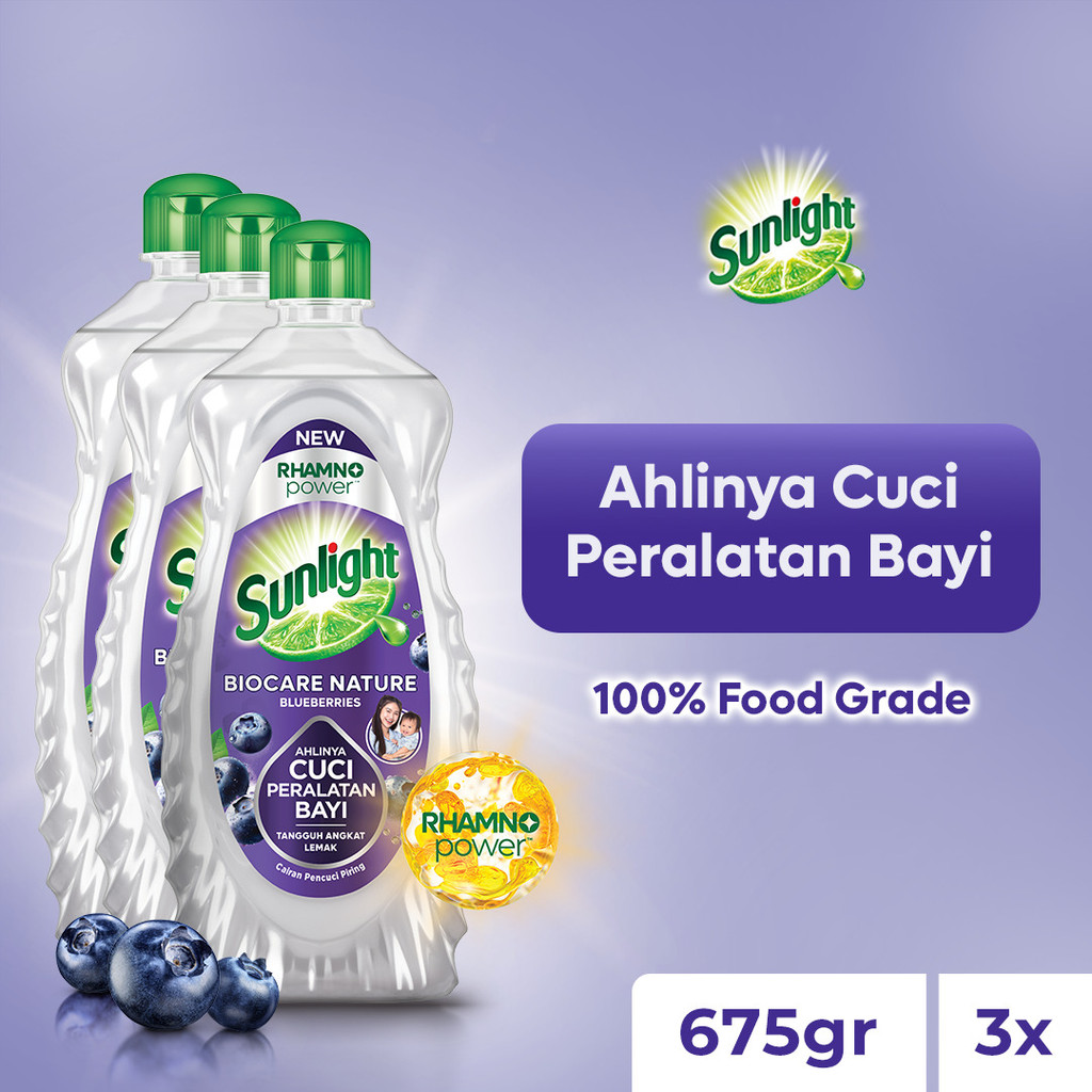 [BARU] Sunlight Biocare Nature Botol 675g x3 - Sabun Cuci Botol Bayi