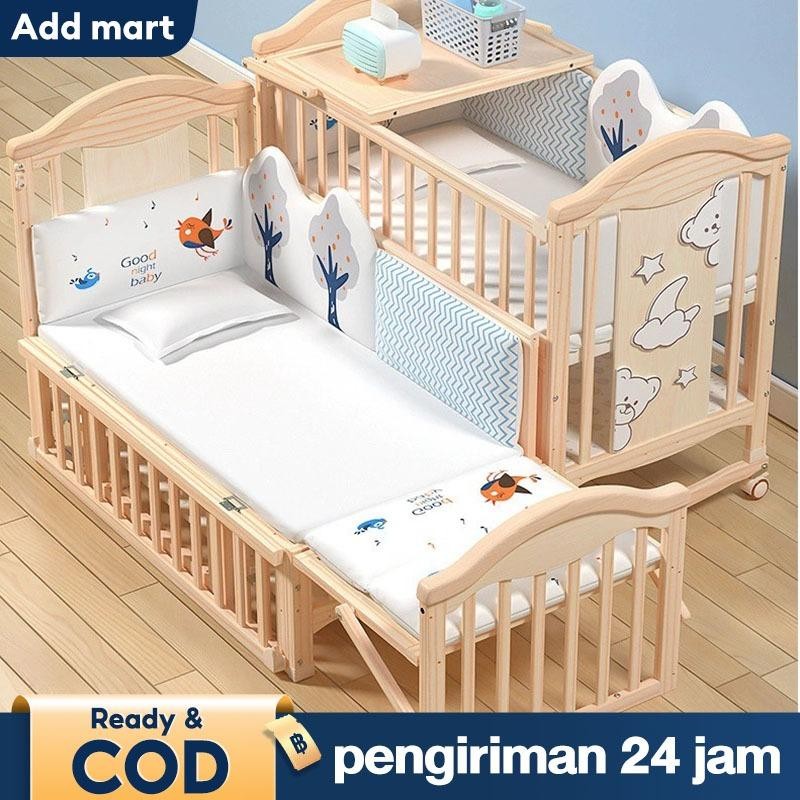 Satu Lapis Tempat Tidur Bayi 0-10 Tahun Tempat Tidur Bayi Set Lengkap Ranjang Bayi Kayu Tempat Tidur