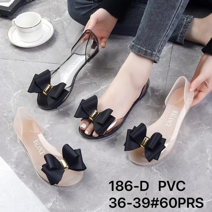 Promo Sepatu Jelly Kaca Transparan Wanita / Flatshoes Kaca Jelly Pita Transparan 186-D BALANCE flat 