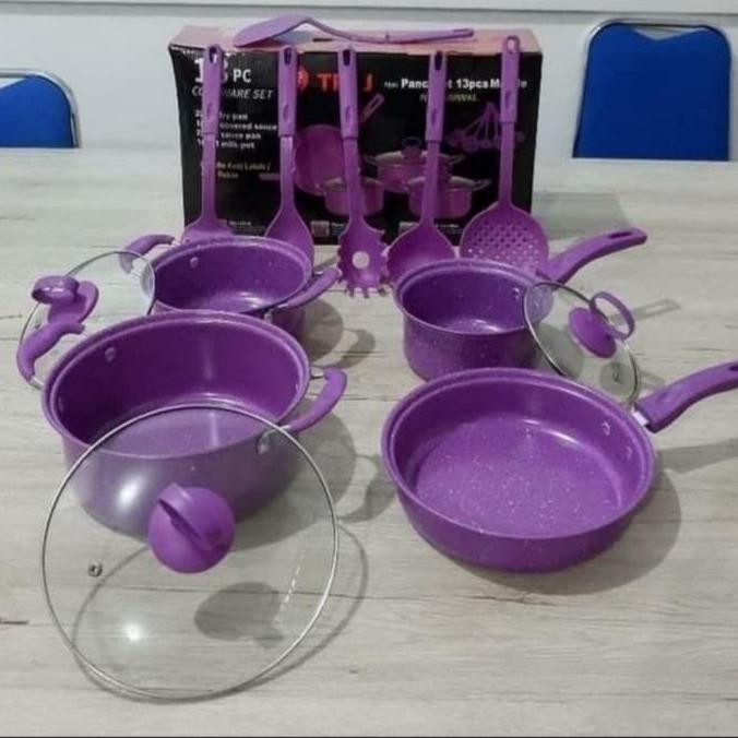 Cookware Set 13Pcs / Panci Marble / Panci Teflon Set 13Pcs Komplit