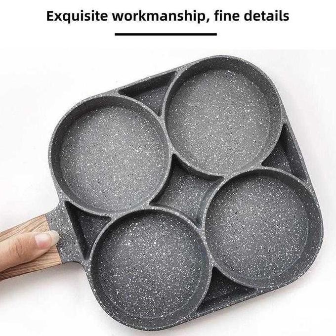 Wajan Penggorengan Telur Kue Bulat Bundar 4 Lubang Anti Lengket