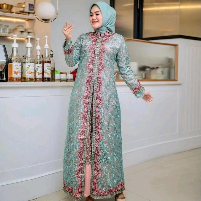 Best Seller Gamis Shangrilla Bahan Tile Bordir Tempel Dada-Gamis Pesta Mewah Kekinian 2024 Simple Da