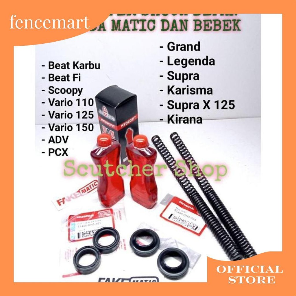 Paket Per Shock Depan + Seal Shock + Oli Shock Beat Vario Scoopy Pcx Adv Grand Supra Karisma Kirana 