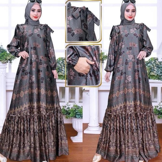 Gamis Motif Silk Premium | Gamis Silk Premium |Gamis Sutra Silk |Gamis Kondangan Motif