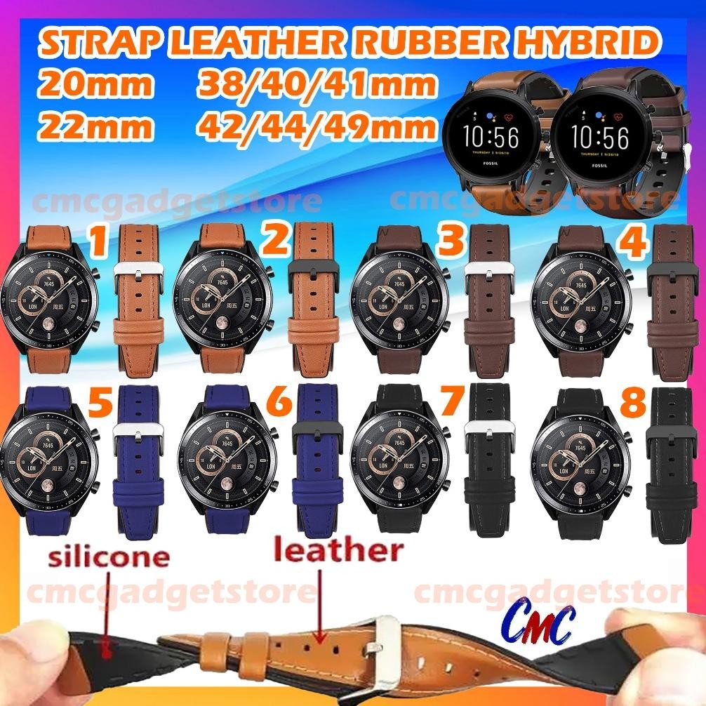 Kuke Premium Leather Strap Smartwatch Tali Jam Tangan Kulit Karet Rubber Hybrid 20Mm 22Mm Galaxy Wat