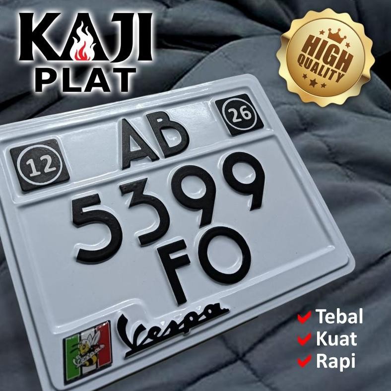 plat nomor putih vespa matic