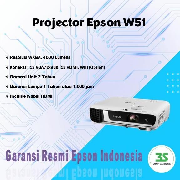 DS109 }} EPSON PROYEKTOR EB-W51 EB W51 EBW51 - EPSON PROJECTOR EB-W51