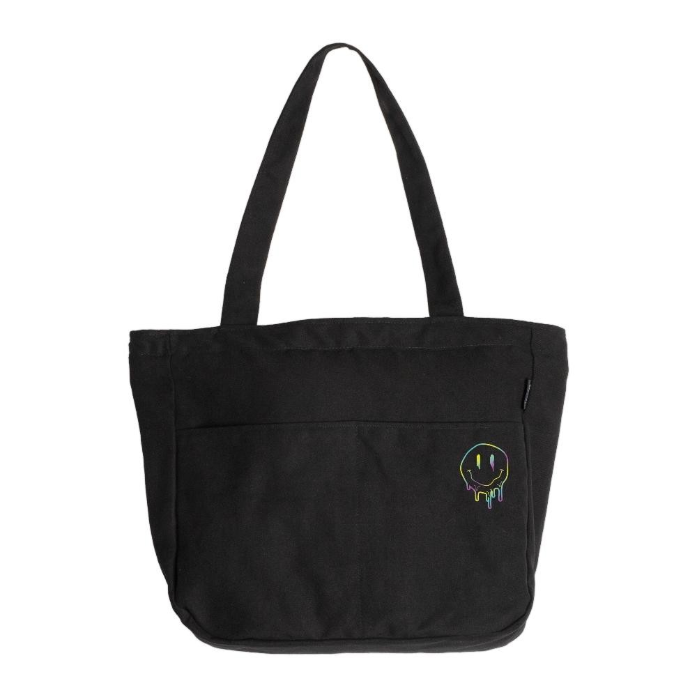 Ready_Stock_Cod Oakhopes - Tas Tote Bag Kanvas Resleting - Totebag Hitam Inner Pocket Pria Wanita Jh