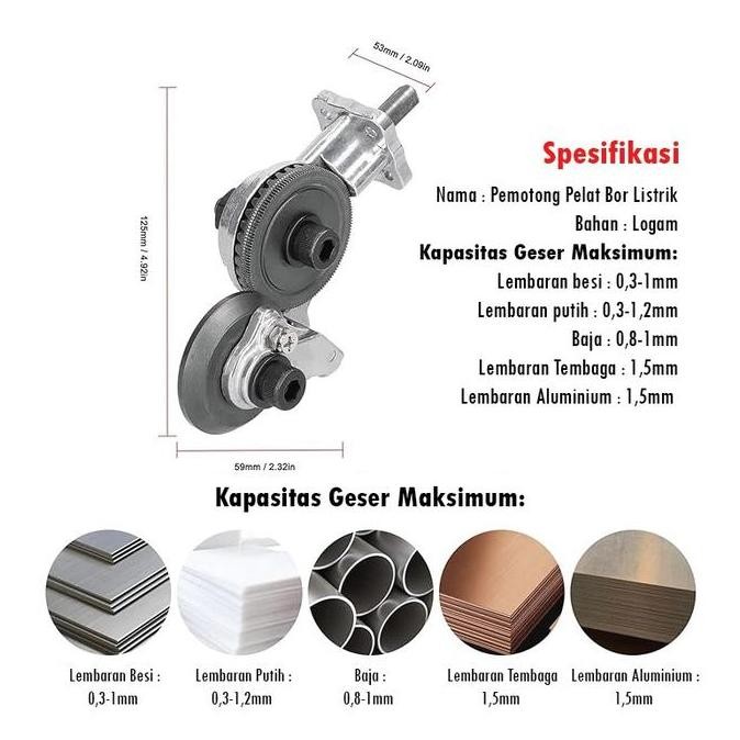 Alat Pemotong Plat Seng/Adaptor Bor Gunting Seng Converter Bor