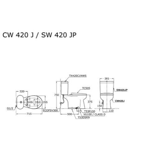 Kloset Toto Cw420J/Sw420Jp  Single Flush