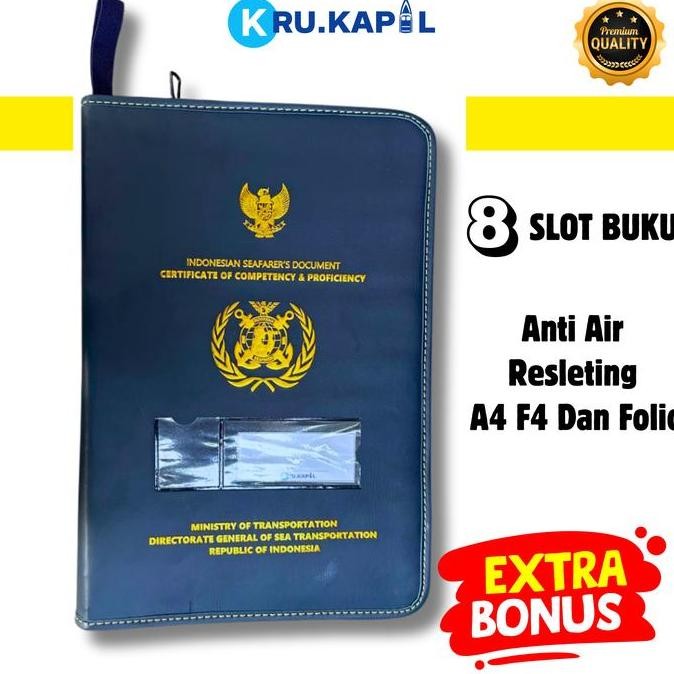 Map Dokumen Pelaut  | Resleting | Isi 40 Lembar Plastik Tebal Buram Transparant | 8 Tempat Buku Pela