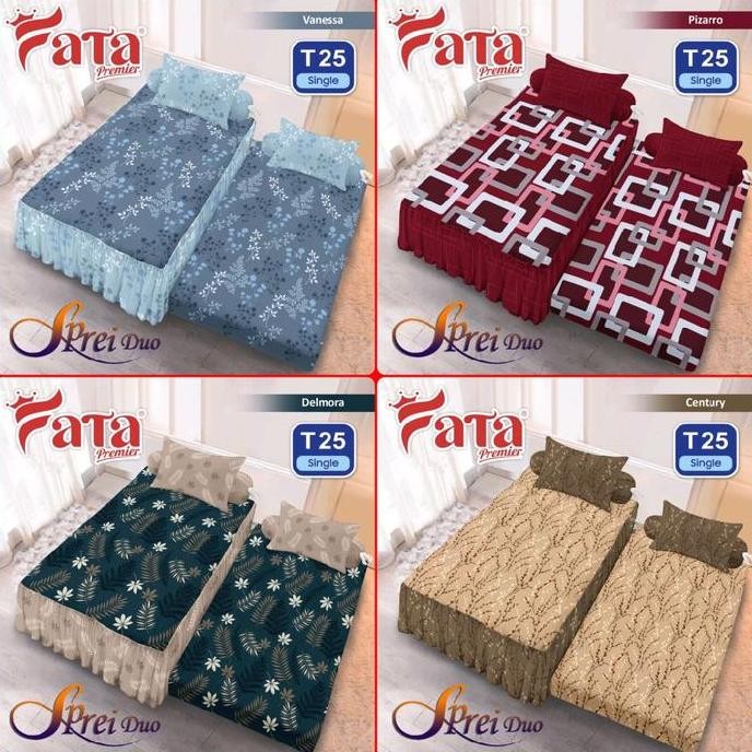 FATA Sprei Duo Sorong ( 2 in 1) Ukuran 120x200 Set  Sarung Bantal Rumbai