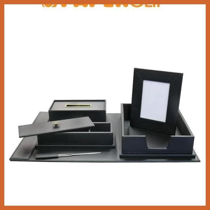 (SHOPE) DESK ORGANIZER LEATHER SET PAPERCLIP OFFICE  STATIONERY SEKOLAH ANAK KERAJINAN