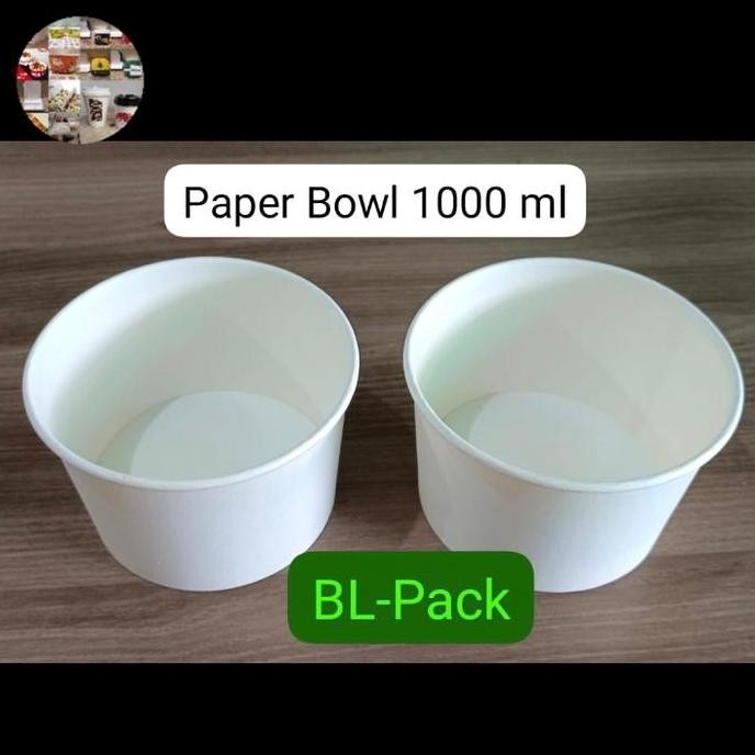 Paper bowl 1000 ml polos tanpa tutup