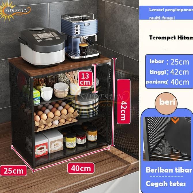 Lemari Makanan Minimalis Rak Dapur Stainless Rak Penyimpanan Serbaguna