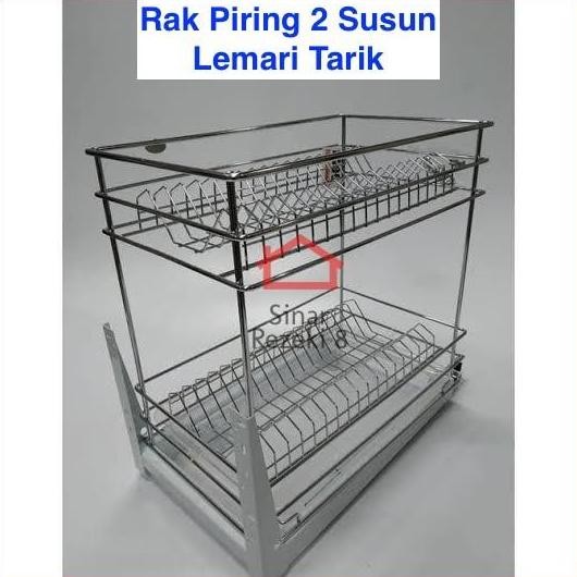 Rak Piring 2 Susun Lemari Tarik Taco HW - 023i / Dapur Dalam