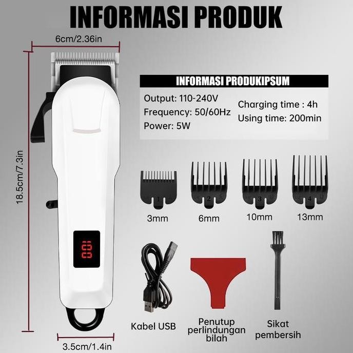 ENRIO- Mesin Pencukur Rambut Elektrik Nirkabel Mesin Pencukur Rambut Profesional Pria Mesin Pencukur