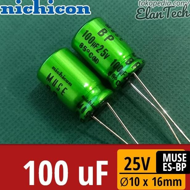 Elco 100uF 25V Nichicon Muse ES BP 100 uF Kapasitor Capacitor ElanTech