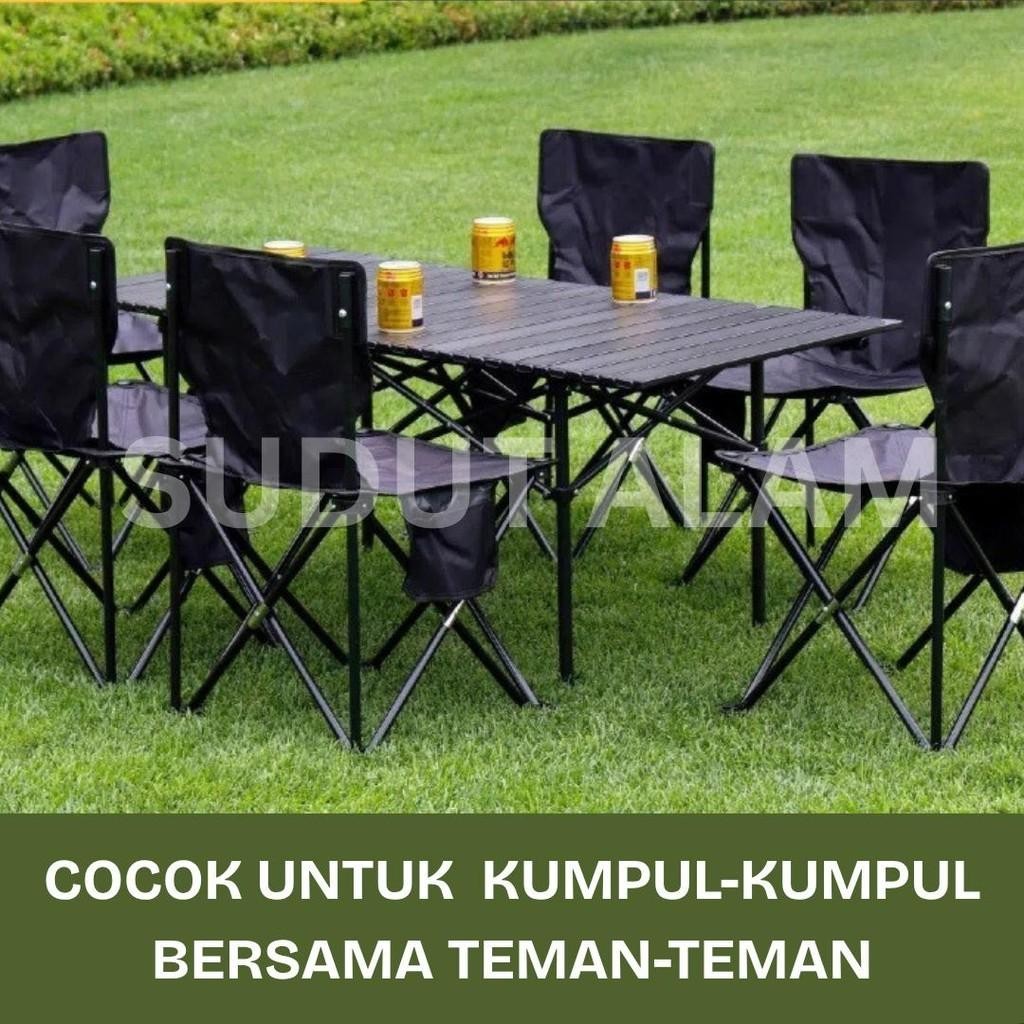 Paket Meja Dan Kursi Lipat Camping / Kursi Lipat Kemah / Kursi Mancing / Kursi Berkumpul Keluarga / 