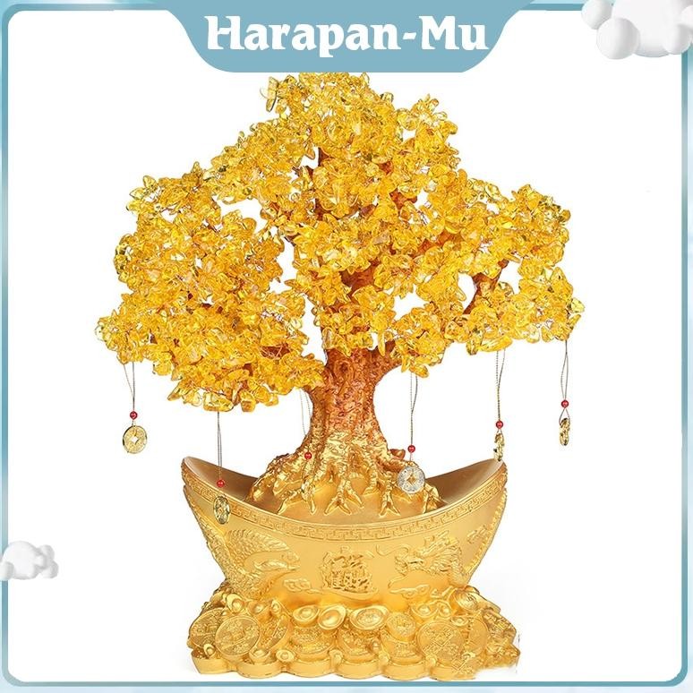 ZYUNJI- Fengshui Keberuntungan Ornamen Pohon Uang Ingot Fengshui Pohon Kristal Keberuntungan