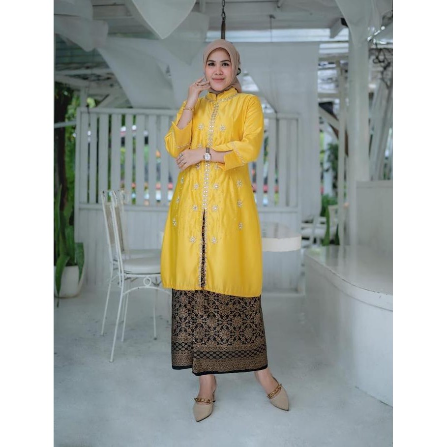 Setelan Tunik Satin Rok Songket Lilit//Setelan Tunik Satin Payet Tabur Busui Friendly