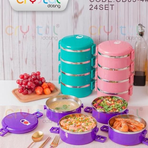 Rantang Crystal Food Carrier Susun 4 Rantang Stainless Steel Susun 4