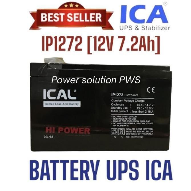 Accu Aki Baterai Batere Kering UPS ICA / Aki ICAL IP1272 12V 7.2Ah Murah