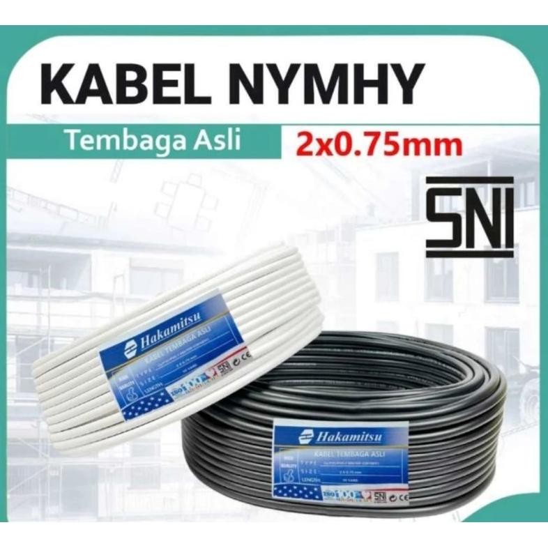 FEVERFEW (PUTIH) Kabel Serabut NYM HYO 2x0.75 50 yard Hakamitsu / kabel serabut SNI 2x0.75
