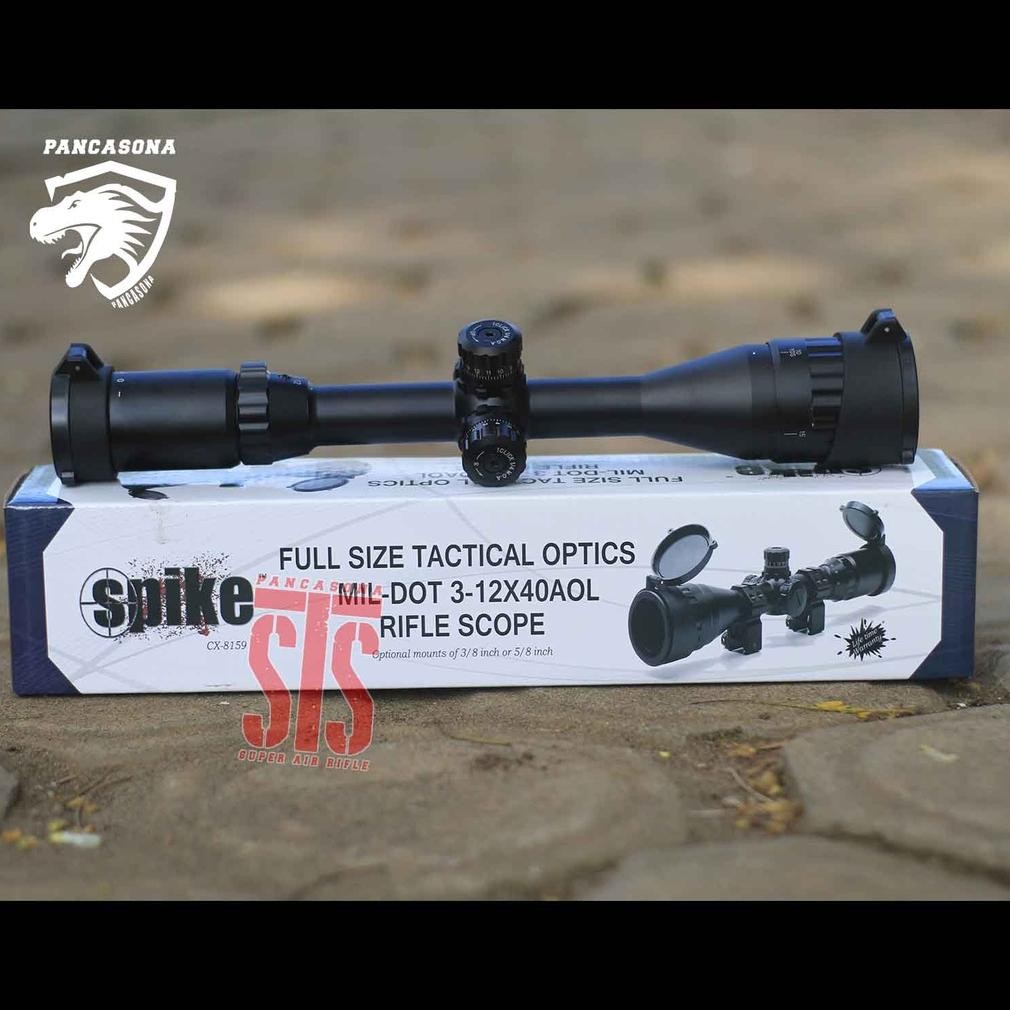 FEVERFEW Teleskop Senapan Gejluk / Gas Spike MIL DOT 3-12 x 40 AOL TERLARIS