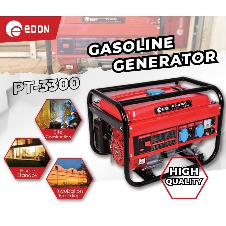 albertGokil GENSET 3000 Watt EDON 3300 DAN GENSET PT3300 Gasoline Generator Generator Bensin 4 tak E