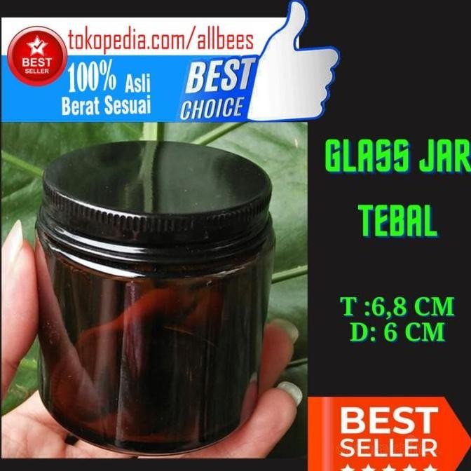 Gelas Jar Amber toples botol 100 ml bahan kaca tutup alumunium food gr