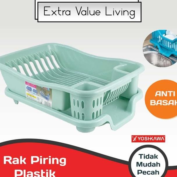 Yoshikawa Rak Piring Plastik Evlhijau