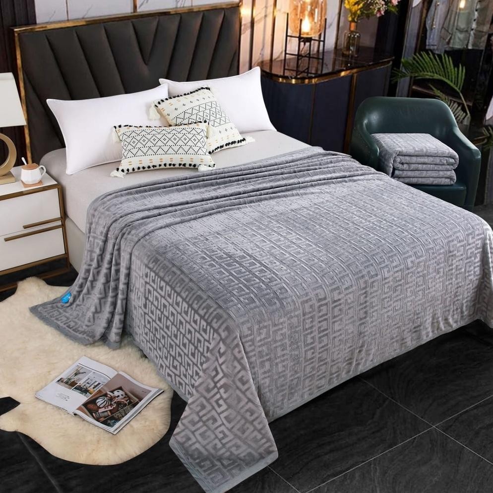 new SELIMUT POLOS BULU FLANEL MOTIF EMBOS 180*200CM UKURAN SINGLE DEWASA LEMBUT TEBAL IMPORT SELIMUT