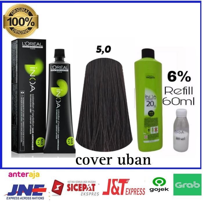 cat rambut Loreal inoa 5.0 (cover uban) + oxidant inoa 60ml