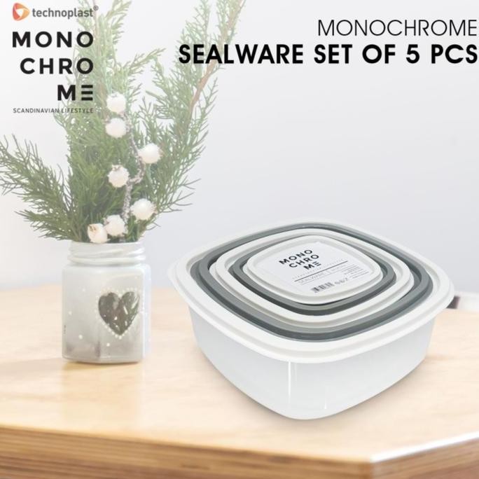 Technoplast Monochrome Sealware Set Of 5 Pcs Kotak Makan Lunch Box
