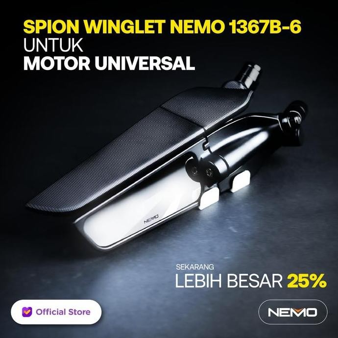 Promo NEMO Spion Winglet (1367B-6) Model Rizoma Universal Kaca Cembung (BIG) COD