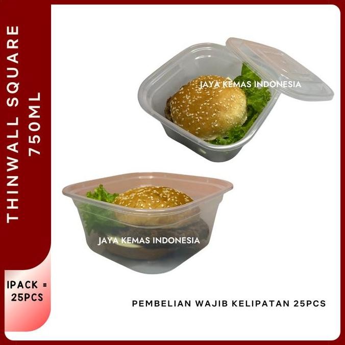 Thinwall Square 750ml Tutup Cembung | Thinwall Kotak 750ml