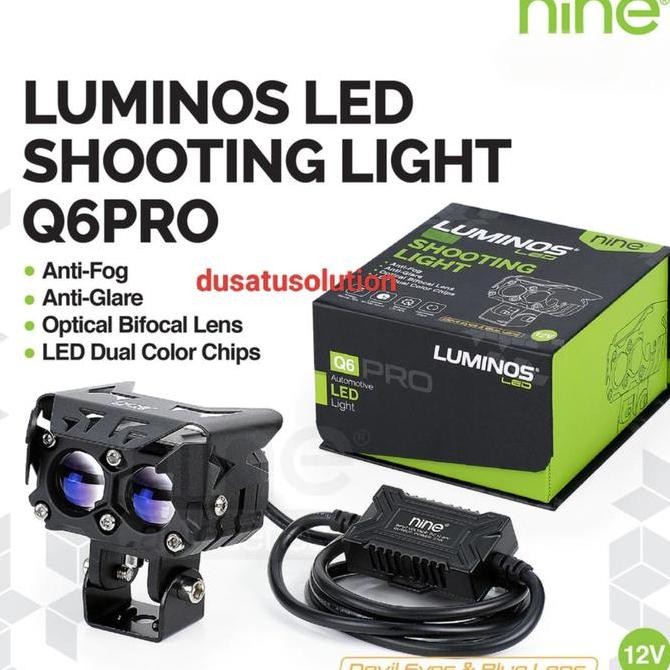 Promo Nine Lampu Tembak Sorot 2 Mata LuminosLED Q6 Pro Putih Kuning Motor Mobil Tembus Kabut Hi Lo C