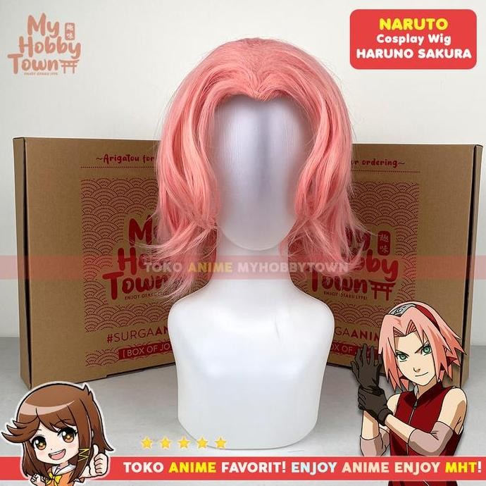 Wig Cosplay Anime Naruto Haruno Sakura Uchiha Shippuuden Rambut Palsu