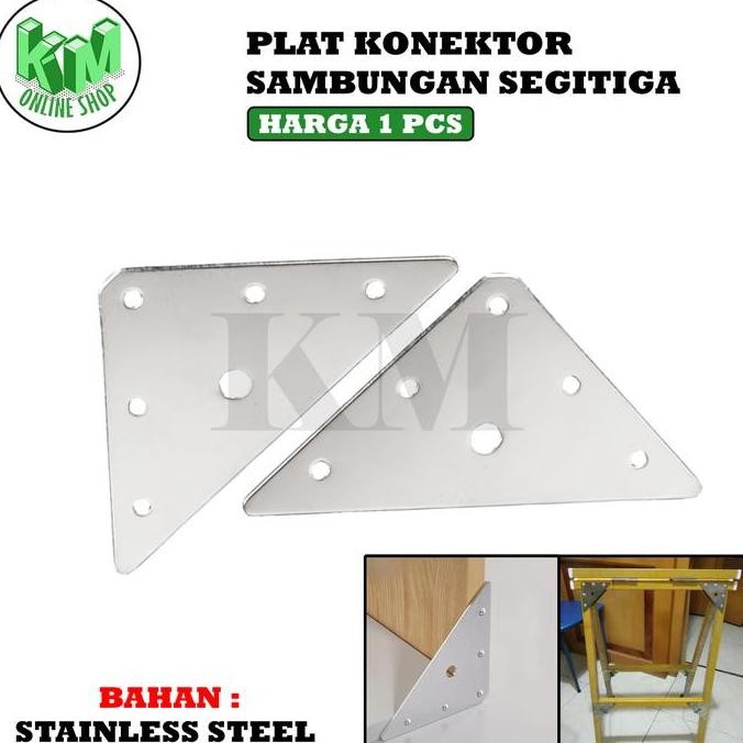 Promo Plat Penyangga Siku Konektor Segitiga Rak Kursi Meja Corner PlatStainlessTebal Cod