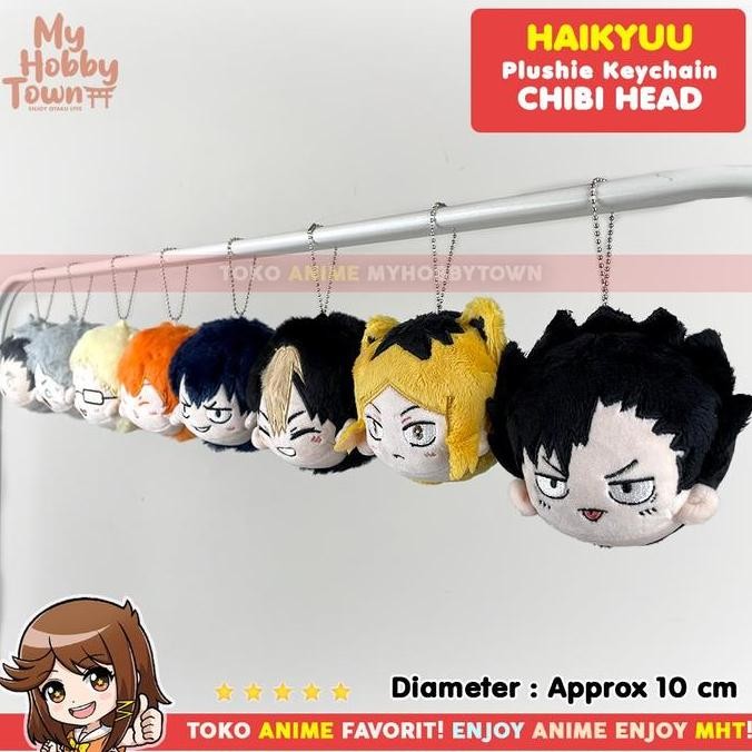 Gantungan Kunci Boneka Anime Haikyuu Karakter Tsukishima Kei Noya Chibi Head Dumpling Plushie Doll