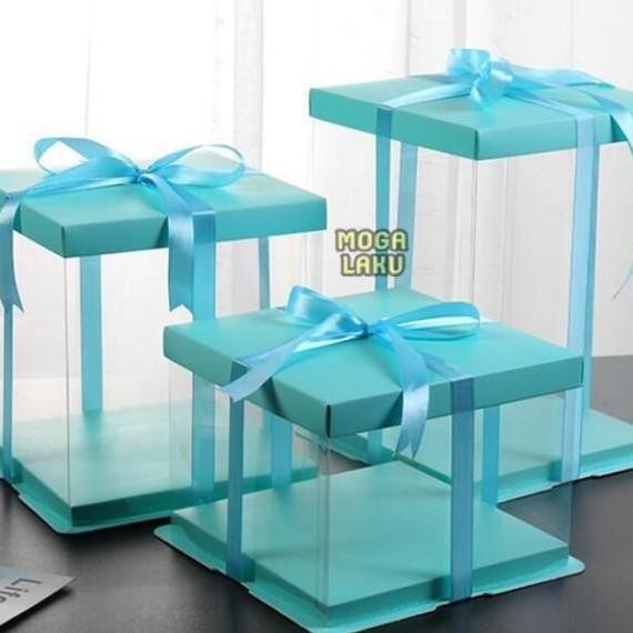 32X32 Cm Kotak Kue Mika Transparan Tinggi Dus Cake Box Transparan