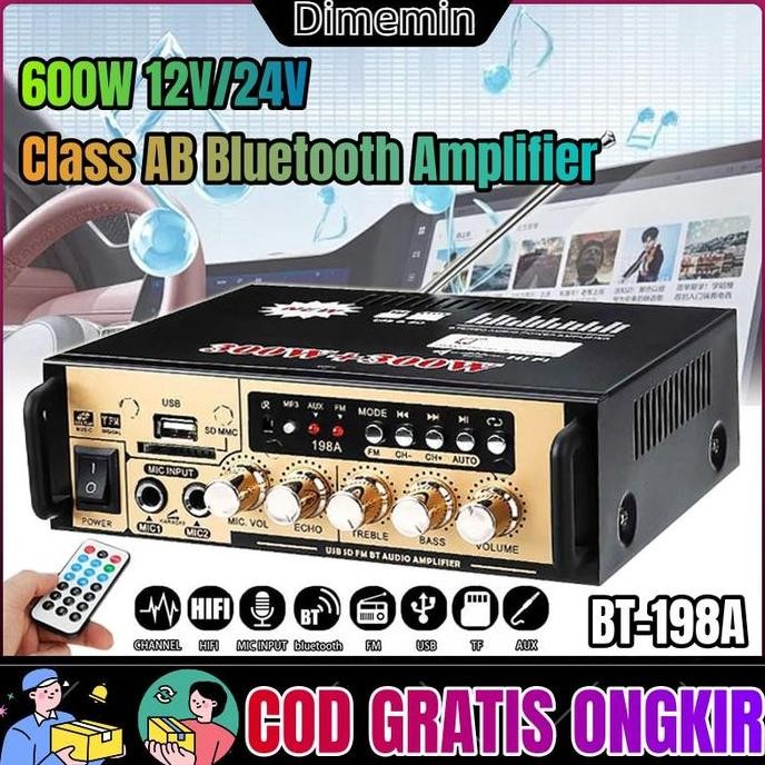 SINISTER- Produknya Sudah Siap600W Digital Hifi Bluetooth Stereo Audio Amplifier Fm Radio USB BT-198