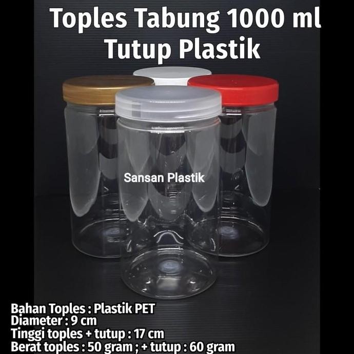 [Best] Toples Plastik 1 Liter / Toples Tabung 1 Liter - ONLY