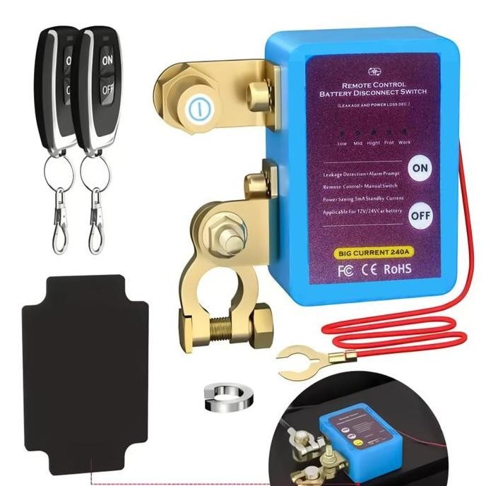 KYOKOTSU- Saklar Pemutus Arus Aki Mobil + Remote Battery Engine Cut On Off Disconnect Switch 12V 24V